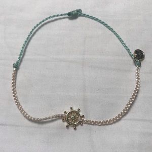 Teal White and Gold Nautical Pura Vida Bracelet